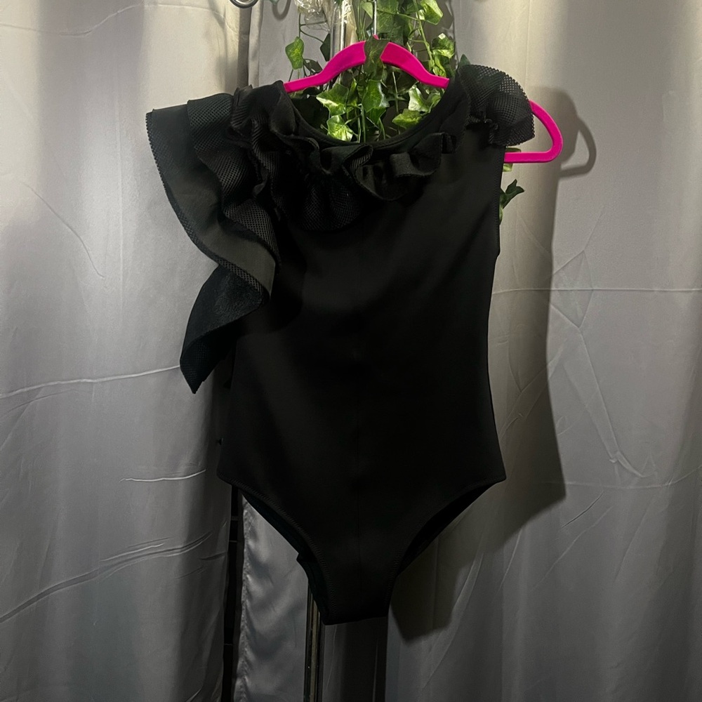 Elegant Black Ruffled Kids One Piece